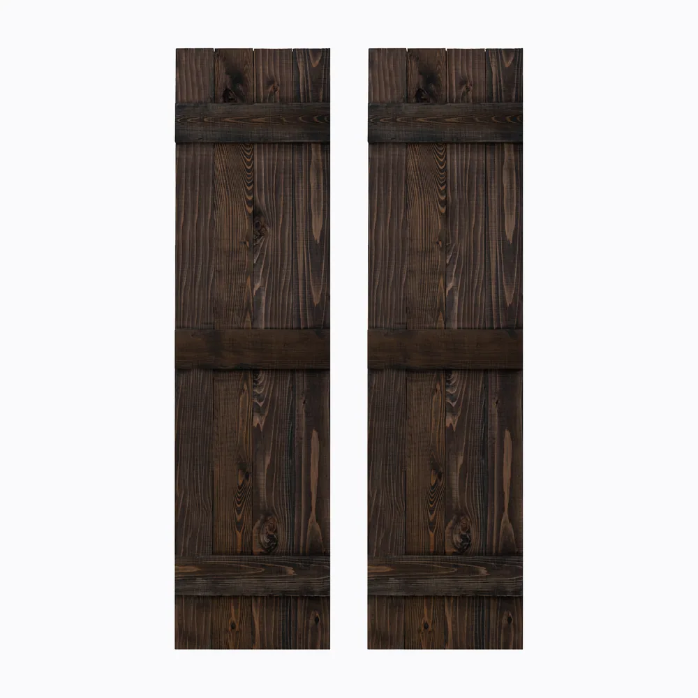Traditional Board & Batten Exterior Wood Shutters by Dogberry Collections