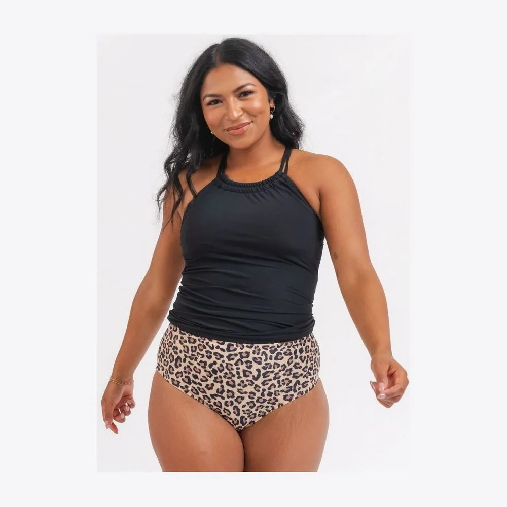 Black Double-Cinch Tankini Top by Lime Ricki