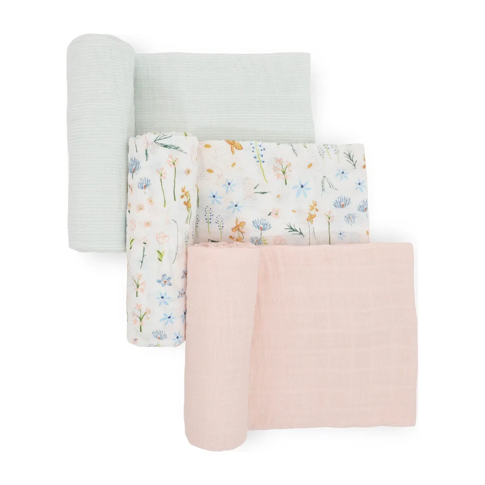 Cotton Muslin Swaddle Blanket 3 Pack by Little Unicorn