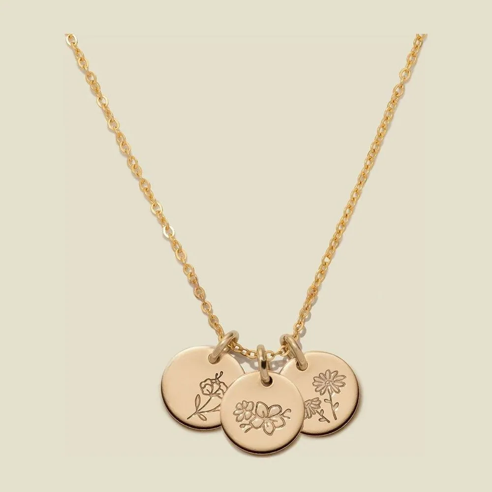 Birth Flower Stacker Necklace | 3/8" Disc by Made By Mary