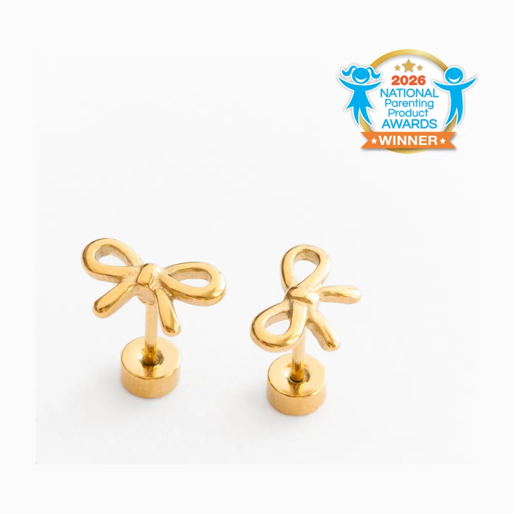 Bow Gold Stud by Pip Pop Post