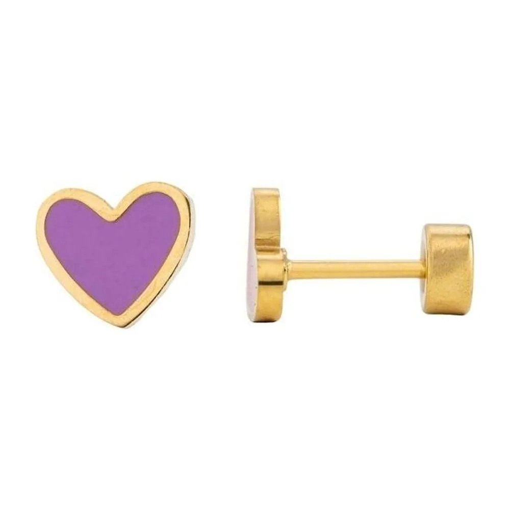 Enamel Purple Heart Stud by Pip Pop Post