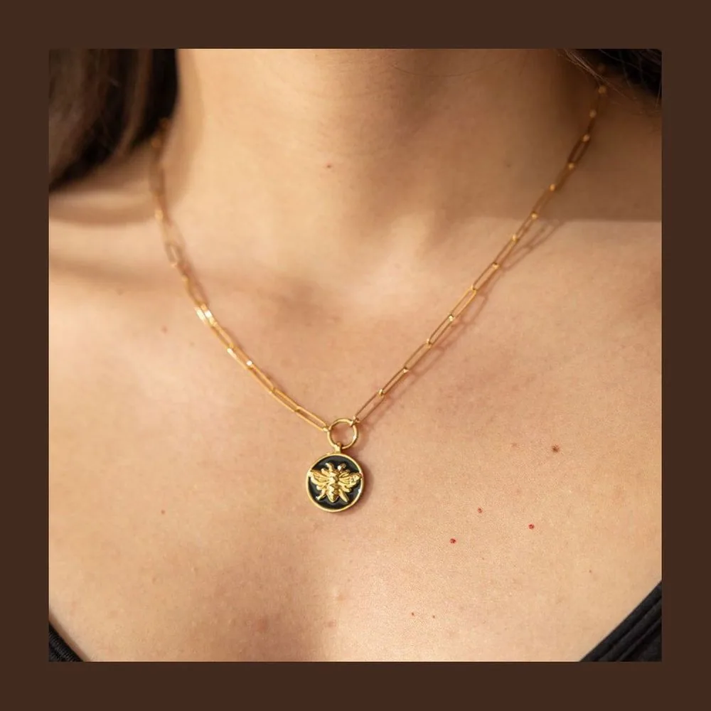 Honey bee Pendant Necklace in Gold by The Land of Salt